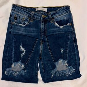 KanCan Women's Blue Distressed Jeans
